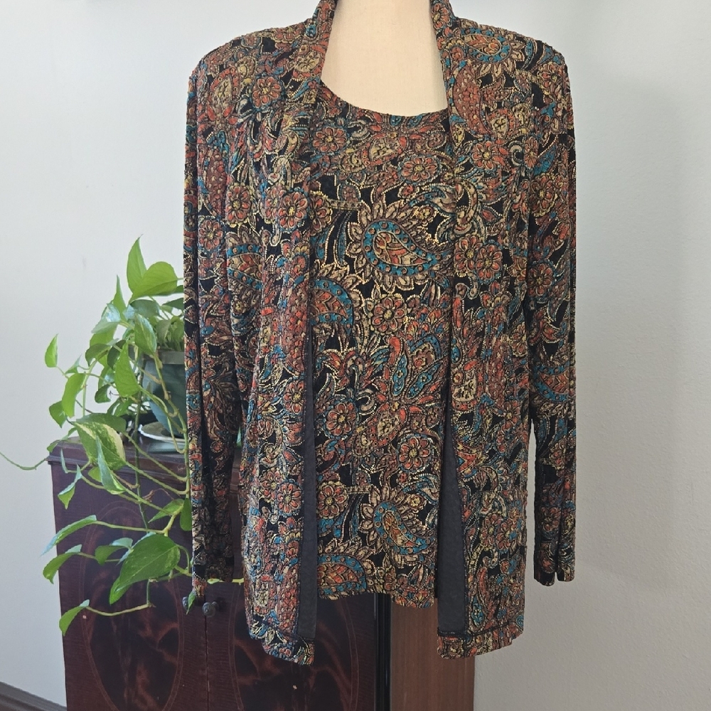 Draper's & Damon's Paisley Long Sleeve Top